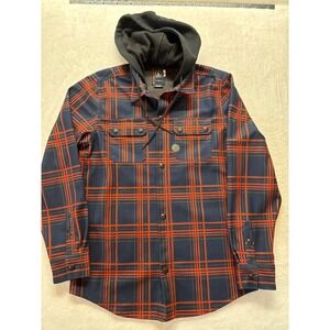 Volcom Men's Hooded Chainsaw DWR‎ Red  Flannel Snowboarding Lined Shirt Sz Med